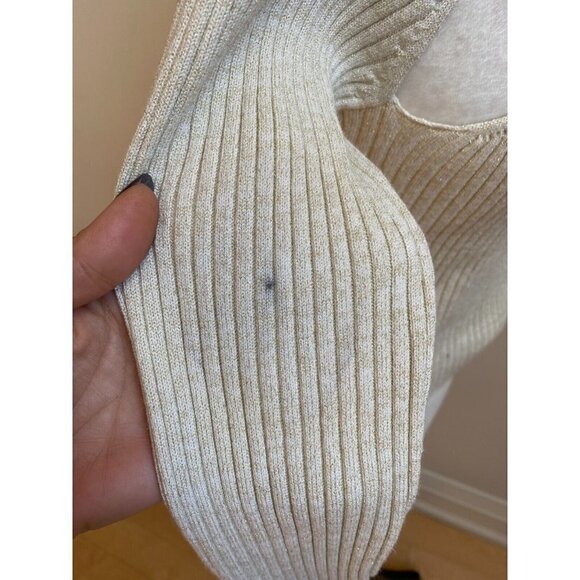 𝅺OPEN Edit BNWT Women Ribbed Mock Neck Sweater Sz Small Cut Out Sparkle - Picture 4 of 9